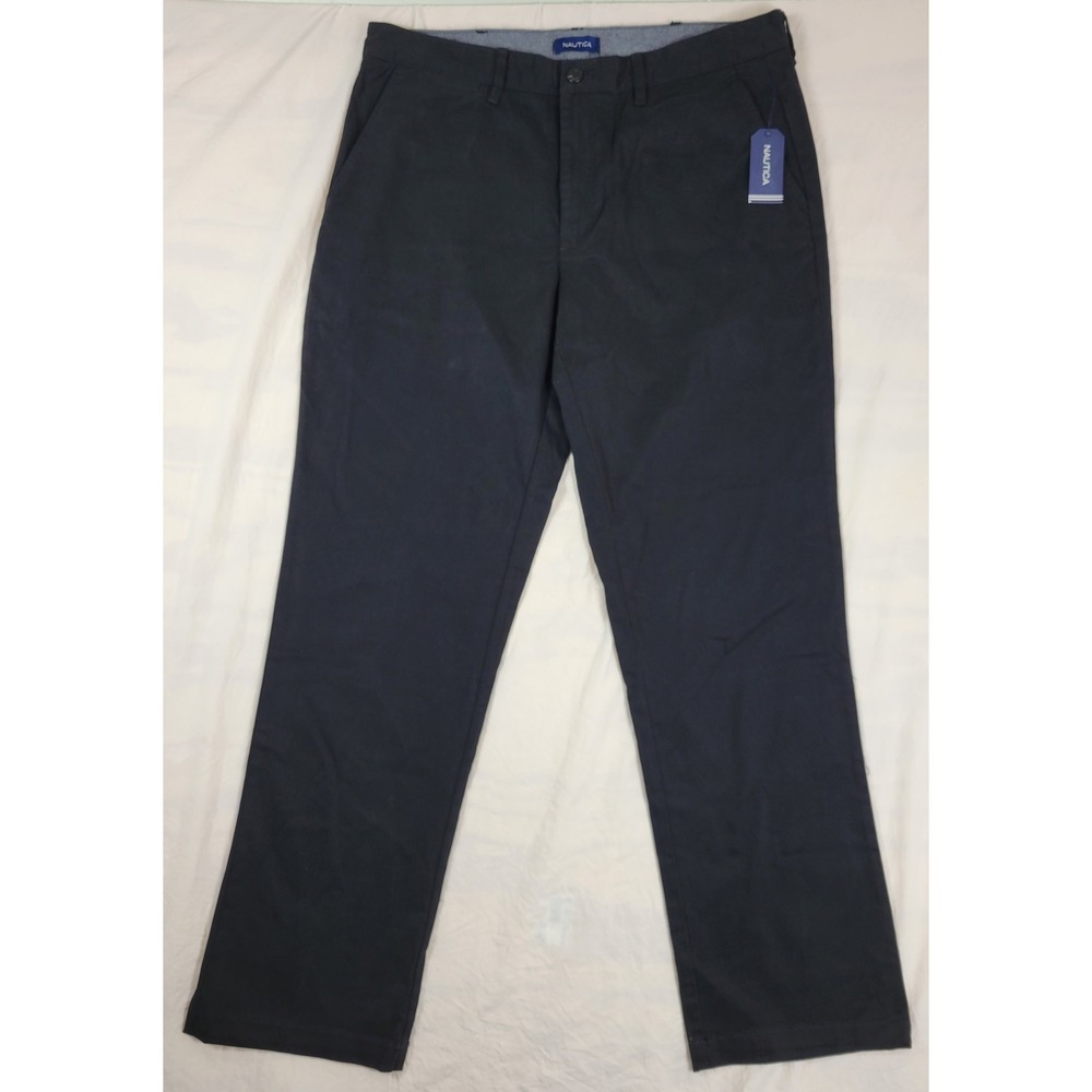 Nautica Mens NWT Deck Pant Classic Fit Stretch Chino True Black 36x32 PR9101